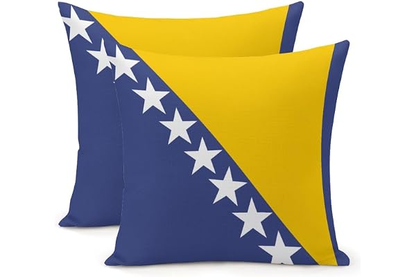 Yelolyio Bosnien och Hercegovinas nationella flagga kuddöverdrag 50 x 50 cm Bosnien och Hercegovina dekorativa prydnadskuddöverdrag set med 2 örngott fyrkantiga kuddöverdrag för bäddsoffa stol dekor