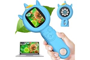 Acoath Microscope for Kids, Auto-Focus Handheld Digital Microscopes with 2.0" Screen, 8 LEDs Rechargeable Pocket Mini Microscope Christmas Gifts Educational Science Toys for Ages 5 6 7 8 9 10 11 12