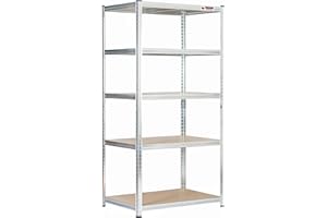 Rhino Racking - 5 Tier Heavy-Duty Industrial Storage Shelves - Galvanised - 180x90x60cm
