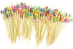 HPIANO 200 Cocktail Stick Frutta Bastoncini Frutta Stuzzicadenti Spiedini Legno Legno bambù per Buffet o Gastronomia 12 cm Lunghi stuzzicadenti Cocktail Decorativi per Feste stuzzichini panini Tartine
