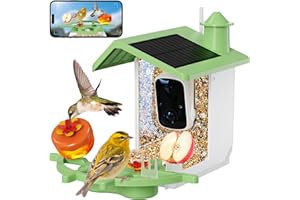 RKDELY Mangeoire Oiseaux avec Caméra Solaire, HD 3MP Mangeoire Caméra d'observation des Oiseaux Temps Réel Nichoir Oiseaux Caméra Exterieur Bird Feeder Camera APP Contrôle Identification des Espèces à l’IA