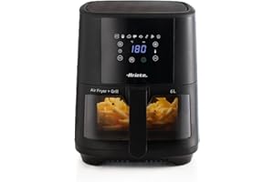 Ariete 4626 Friggitrice ad aria 6L, 1300 W, Capacità 6L, Capacità di cottura 2,5kg, 8 programmi preimpostati, Temperatura fino a 200°, Cestello trasparente per controllo cottura, Nero