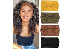 Mscat 4 Packs Wide Headbands for Women Solid Stretch Headband Boho Head Bands Women's Hair Band Turban Workout Hairband Girls Accessories