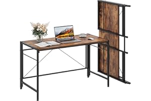 Moziel Scrivania Pieghevole, Grande Scrivania per Casa e Ufficio, Tavolo da Studio Porta PC Stabile e Salvaspazio, 110 x 50 x 74 cm
