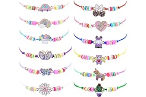 Lrikas 12 Pezzi Braccialetti Amicizia Bambini, Braccialetto per Bambini Tessuti Unicorno Regolabile Intrecciati per Festa Compleanno Regalo Gioielli Ragazza (Glitter)