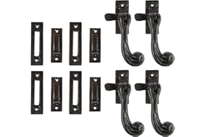 Hammer and Tongs - Rustic Window Fastener - Right Handed - W45mm x H110mm - Black - Pack of 4