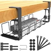 Desk Cable Organizer Tray, Cable Management Tray Under Table, Accessories for Storing and Hiding Cables, Support Strip for Co
