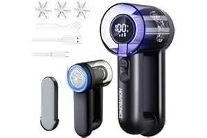Anti Bouloche Électrique, [Type-C+Écran LED] Homtronics Anti Bouloche Électrique, Rasoir Anti Bouloche,2000mAh, 6 Lames Remplaçables,3 Vitesses Réglables,Idéal Vêtements Canapés Couvertures