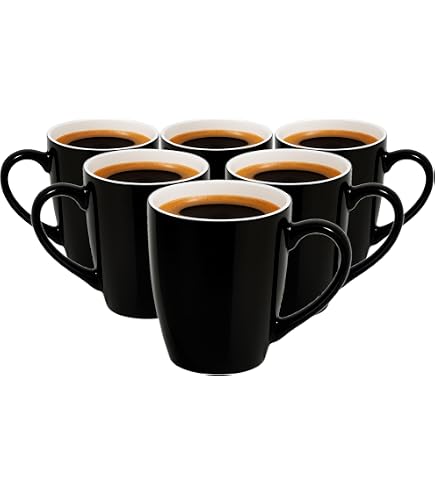 Van Well Kaffeetassen-Set, 6 Stück In Schwarz – Konische Form, 330 Ml, Spülmaschinenfest