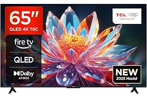 TCL 65T6C Fire TV 65 Pouces QLED 4K UHD Smart TV, HDR (Multi-Format), Dolby Atmos, Motion Clarity