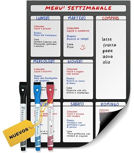 A4 Acryl Magneetbord – Afveegbare Weekplanner Voor Koelkast, Met 6 Stiften, Magnetisch En Flexibel, Voor Thuis En Kantoor