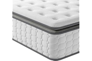 Vesgantti 4FT6 Double Mattress, 10.6 Inch Pocket Sprung Mattress Double with Breathable Foam and Individually Pocket Spring - Medium, Upgraded Pillow Top Collection