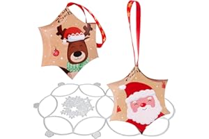 BETESSIN Kit de Noël Matrices de Découpe Scrapbooking Dies Cutting Boîte Étoile à Six Branches Pochoirs Ensemble de Matrices Bricolage en Métal Décoration pour Artisanat Fête Anniversaire Noël
