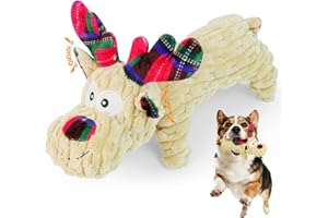 ROSAUI Hundespielzeug Weihnachten, Quietschend Spielzeug für Große Mittlere Kleine Hunde. Geschenke Kuscheltier Rentiere, Hunde