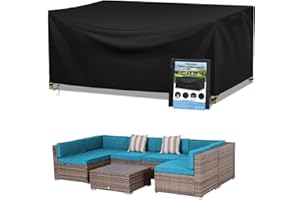 Wanocean Garden Furniture set Covers, Outdoor Patio Furniture Cover Waterproof 420D Oxford Anti-UV Tear-Resistant Rectangular Rattan Furniture Covers 250x200x80cm