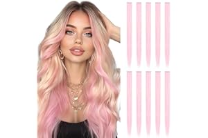 Sofeiyan Extensiones de cabello de colores 16pcs Colorido Clip en extensiones de cabello Resaltando niñas 22 pulgadas Pelo sintético liso DIY Decoración de cabello Cosplay Fiesta de moda