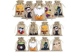 AstarFavor Sacchetto di Iuta per Halloween, Sacchetto di iuta con Coulisse, Piccolo da Riempire, Utilizzato per Caramelle, piccoli regali, gioielli, artigianato, campioni