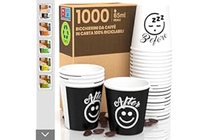 Eurocali 1000 Vasos de Papel para Café Espresso Tamaño Pequeño 65ml Design DownUpCUP - Desechables para Llevar Biodegradables Ecológicos para Bebidas Calientes