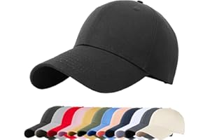 Enwokran Plain Baseball Cap, Unisex Classic 6 Panel Adjustable Casual Cotton Snapback Closure Anti UV Summer Sports Sun Visor Hat