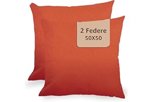 GENERICO Federe Cuscini Divano 50x50 - Copricuscini 50x50 - Federa per Cuscino Divano e Camera da Letto - Federe per Cuscini Decorative 2 pezzi Arancione Scuro