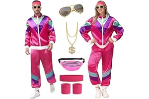 yecwkaz Déguisement Année 80 Femme Homme Survêtement Tenue Annee 80 90 homme Accessoire Annee 80 Déguisement Disco Carnaval Homme pour Halloween Soirée Deguise