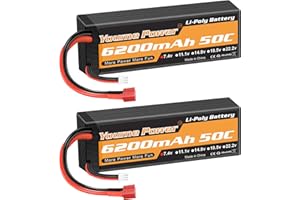 NIHEWO 2S LiPo Akku 6200mAh 50C 7,4V Lipo Akku Hartschalenkoffer mit Deans T Stecker Kompatibel mit Axial 1/8 1/10 RC Flugzeug Hubschrauber RC Auto LKW Boot (2 Packungen)