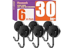 Neosmuk Swing Magnethaken Schwarz,30kg Magnet Haken Extra Stark für Spind Organizer,Neodym Magnete,Haken Magnetisch Sehr Stark für Werkstatteinrichtung,Heckzelt,Grill
