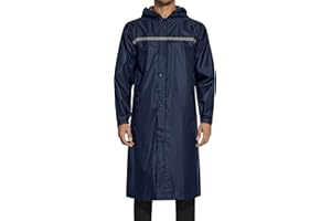 AXESQUIN Lange Regenjacke Herren Wasserdicht Atmungsaktiv mit Kapuze Packbar Regenmantel mit Reflektierender Streifen Regenponcho für Outdoor Fahrrad Wander