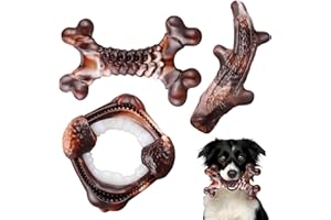 CHEWSSOR Juguetes para perros, paquete de 3 juguetes indestructibles para masticar agresivos, juguetes duraderos de nailon para perros de razas medianas y grandes, juguetes masticables resistentes con sabor a