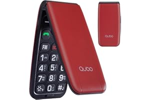 Qubo Seniorenhandy Klapphandy Ohne Vertrag Handy große Tasten Mobiltelefon für Senioren Display 2,4 Zoll, SOS-Funktion, Unterstützung Dual-SIM,Schnellanruf, FM-Radio,Taschenlampe, Rot