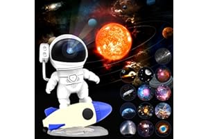 Nawchedo Astronauta Proiettore Stelle Soffitto 13-in-1 Planetario Rotante 360° Luce Notturna Con Sistema Solare, Luna, Nebulosa, Galassia per Bambini e Adulti