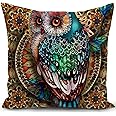 KUNQIAN Owl Cushion Cover Owl Ornament Gifts Throw Pillow Case Decor for Home Livingroom Couch Bed Sofa Decorate 18"x18"