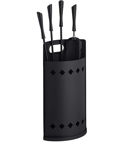 Imex El Zorro 10016 Fireplace Accessory Set, Curved Design, Rustproof, 68 X 23 X 14 Cm, Black
