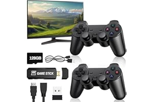 JOULLI Retro Konsole Spielkonsole Plug and Play Game Stick mit 2 Gamepad, 40000+ Spielen, 40+ Emulatoren, 4K HDMI Output, Englische Version, Drahtlose Videospielkonsole für TV Computer Projektor