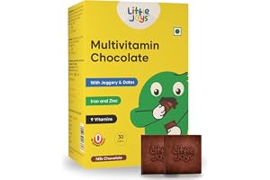 Little Joys Multivitamin Chocolate For Kids 2+ years 30 Multivitamin Chocolates No White Sugar & No Preservatives Sweetened With Jaggery Vitamin B12, D2, B9, E, Iron, & Zinc