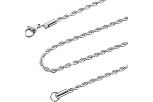 HSWYFCJY cadena de los hombres de acero inoxidable cadena de cable de 2-4 mm de torsión cadena de los hombres 45-70CM