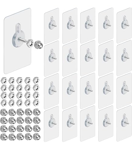 Set 30 Ganci Autoadesivi Trasparenti + Raschietto - Senza Chiodi, Fino A 5kg, Per Quadri E Decorazioni - 2
