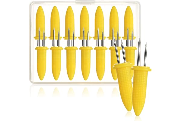 COM-FOUR® 16x majskolvar med pinnar i rostfritt stål, rostfria | återanvändbara majsspett - tillbehör för grillning - grillning - kök