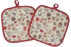 INGROSSO MERCERIE LCF Set 2 Presine da Cucina in cotone 100%, quadrate 18X18 cm, tessuto trapuntato. Prodotto artigianale italiano. (Rosso)