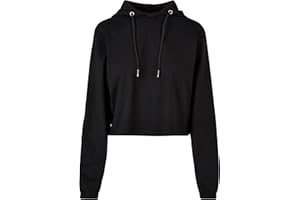 Urban Classics Damska bluza z kapturem dla kobiet Heavy Short Hoody, oversized Hoodie dla kobiet, krótki krój, czarny, M