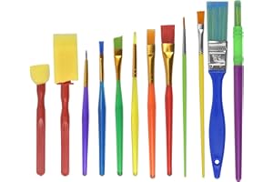 NICELAND Lot de 12 pinceaux de peinture pour enfants - Pour aquarelle, huile, acrylique, visage