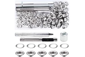 HO2NLE Grommet Werkzeug Kit 8 mm (1/3 Zoll) Ösen Set 100Pcs Ösen Scheiben und Grommet Ösen mit Aufbewahrungsbox Ösenzange Ösenwerkzeug Set für Planen Leder Stoff Vorhang Poolabdeckung