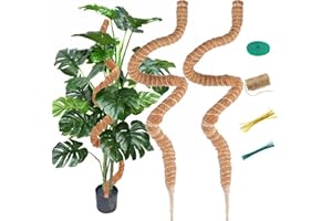 SUNXIZ Lot de 2 Tuteur Plante Pliable 120 cm Long pour Monstera Grimpante Coco Fibre Support Fait Main pour Maison Jardin Intérieur avec Attaches Torsadées