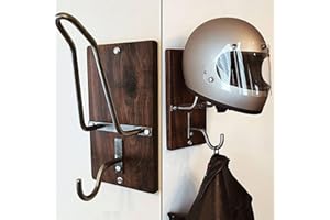 Yulokdwi Motorcycle Helmet Holder, Jacket Hook Motorcycle Helmet Hanger, Improved Motorcycle Helmet Rack & Jacket Hook,Garage Storage Rack Vintage, Metal Hook for Scarf, Keys
