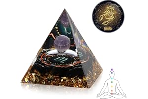 SOTMZA Pyramide d'Orgonit Scorpion Cadeaux de Guérison en Cristal Générateur D'énergie Reiki Positif Collection Outil, Sphère D'améthyste, Pyramide Faite à la Main pour Réduire Le Stress Yoga Méditation