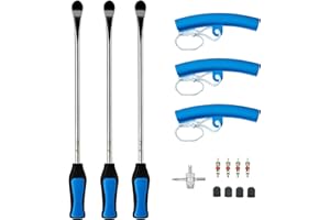 ZERINT TT-145 15 Articoli Leva a Cucchiaio in Acciaio Kit,Kit di Riparazione Pneumatici per Impieghi Gravosi,Leva per Cambio Pneumatici ATV