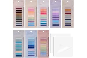 Sticky Notes mit Lineal,moinkerin 1700 Stücke Haftnotizen Tabs,8 Sets Farbe Haftstreifen mit 2 Sets Transparent Sticky Notes 2 Stile Sticky Notes PET Mehrfarbig für Lesezeichen,Studieren,Büro