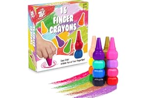 TBC THE BEST CRAFTS TBC Finger Crayons for Toddlers Set of 16 Baby Paint Crayon Washable Kids Easy Palm Grip Art Craft Non-Toxic Stackable Toys for Boys and Girls Children