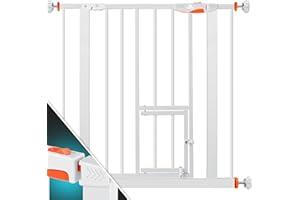 KIDIZ® Kratka ochronna na drzwi, kratka schodowa, kratka dla dzieci | z drzwiami dla psów i kotów, zwierząt domowych | bez wiercenia | możliwość rozbudowy | możliwość łączenia ze śrubami Y |