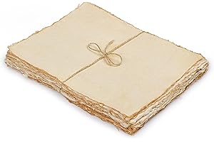 LEATHER VILLAGE Watercolor Paper - 6 X 4 inches, 50 Sheets - Mixed Media Watercolor Paper - 150 GSM Thick Deckle Edge Virgin Cotton Handmade Paper - Vintage Toned